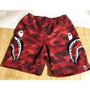 Bape Red Camo Shark Shorts‎ / Swim Trunks Y2K Men's Size Small